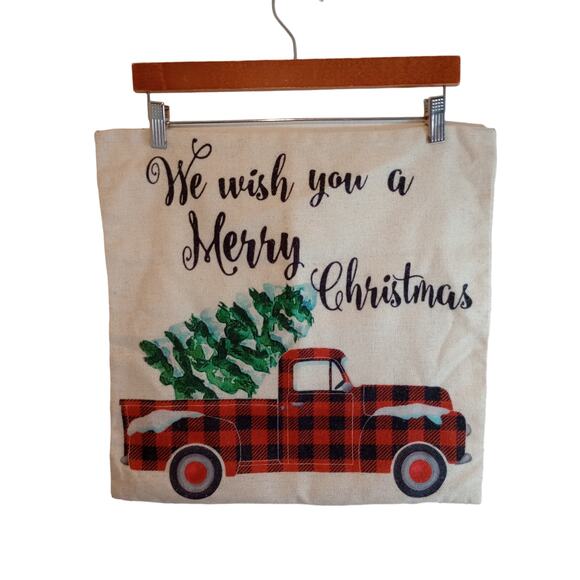 Christmas Holiday Decorative Pillow Covers Set of 4 Trees Santa Snowman Merry - Picture 4 of 5